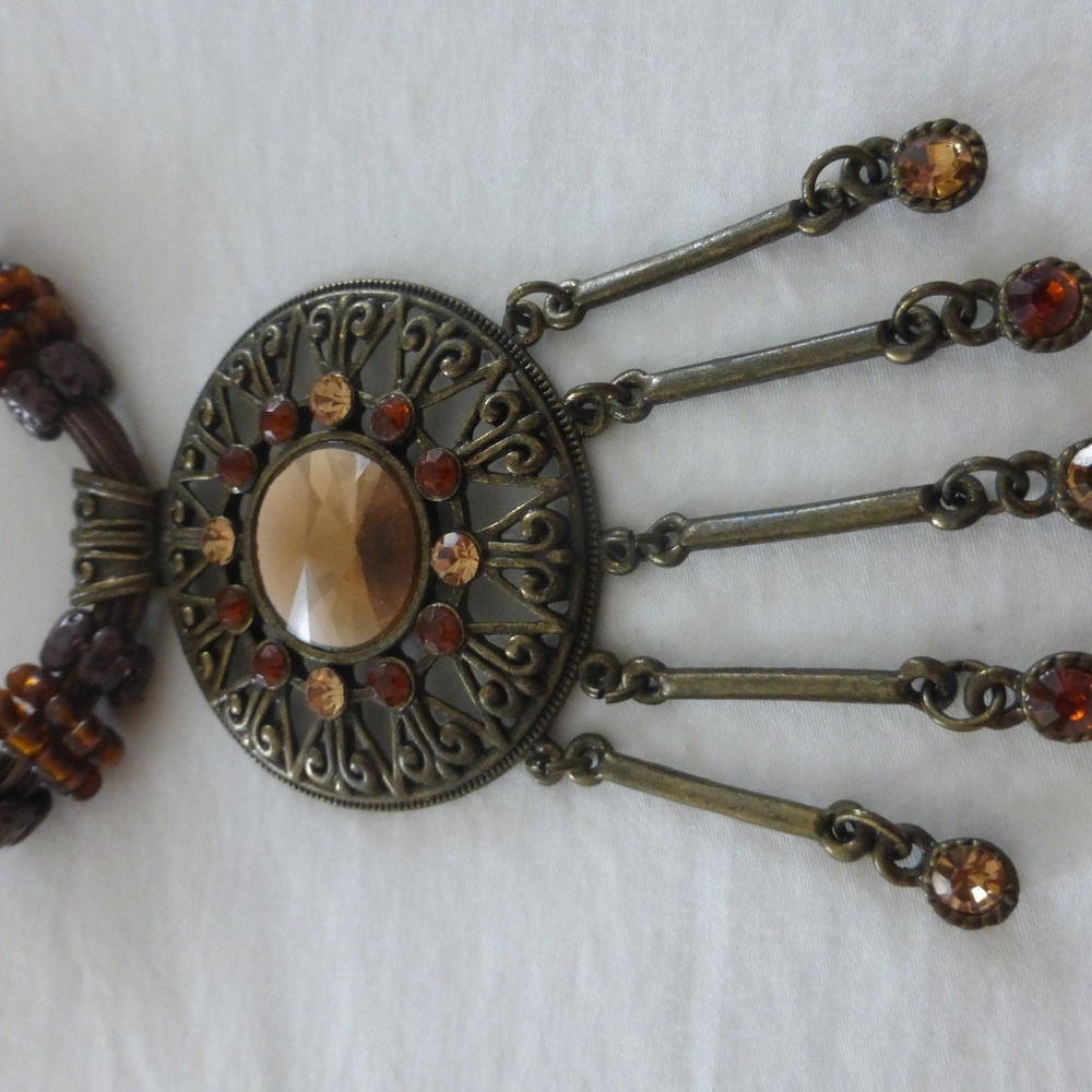 Boho Dark Brown and Green Necklace